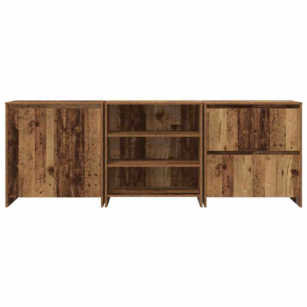 Sideboard 3 pcs Gammalt trä 70 x 41 x 75 cm Konstruerat trä
