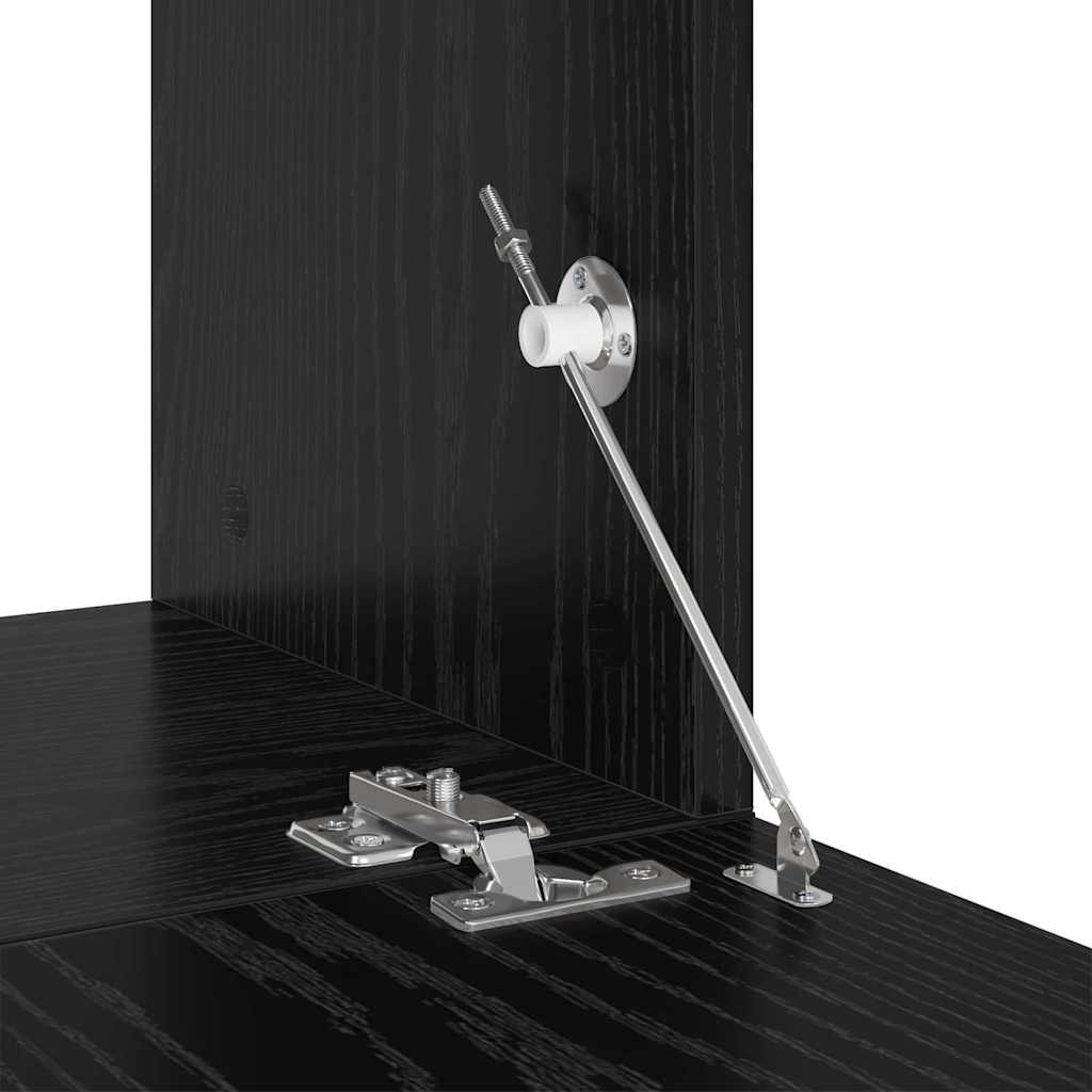 TV-bänkset Väggmonterad 6 pcs Svart Ek Konstruerat trä