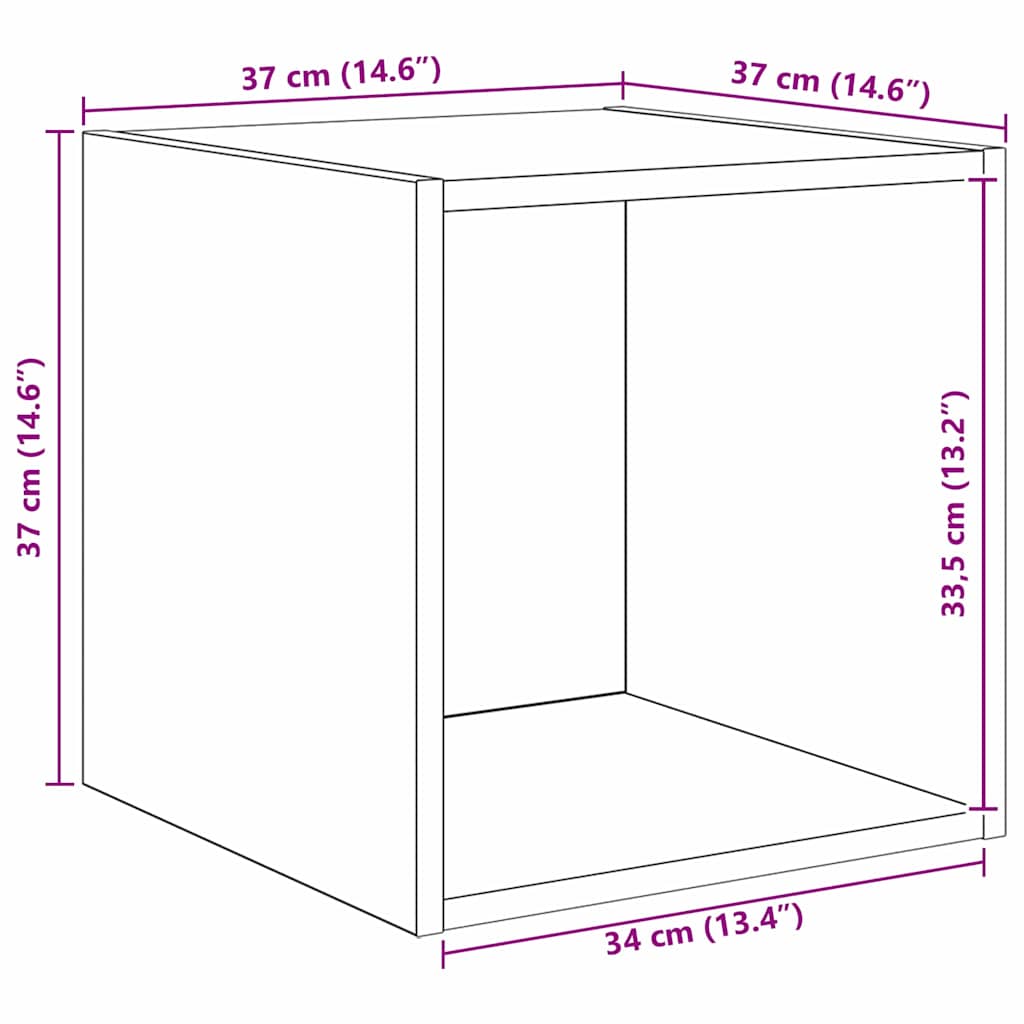 TV-bänkset Väggmonterad 2 pcs Svart Ek Konstruerat trä