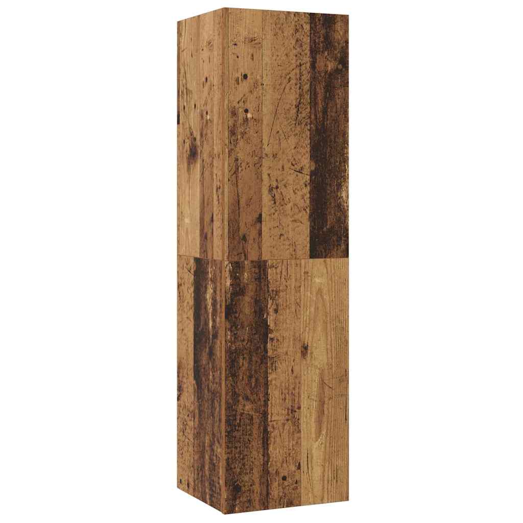 Vägg TV Skåp Väggmonterad 4 pcs Gammalt trä Konstruerat trä