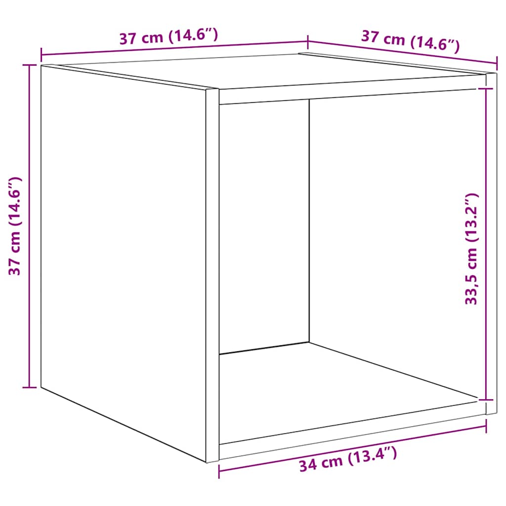 TV-bänkset Väggmonterad 4 pcs Svart Ek Konstruerat trä