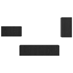 TV-bänkset med låda Väggmonterad Svart Ek Konstruerat trä