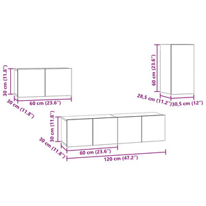 TV-bänkset med låda Väggmonterad Svart Ek Konstruerat trä