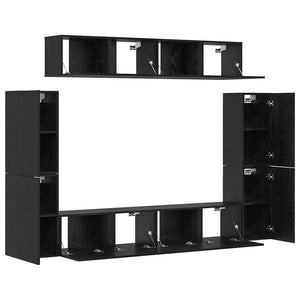 TV-bänkset 8 pcs Svart ek 80 x 30 x 30.5 cm Konstruerat trä