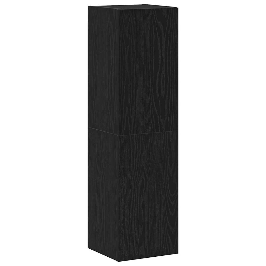 TV-bänkset med låda Väggmonterad 4 pcs Svart Ek Konstruerat trä