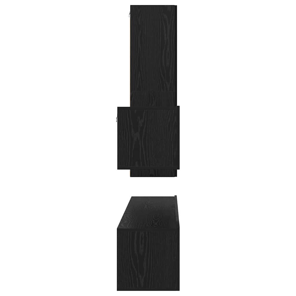 TV-bänkset med låda Väggmonterad 4 pcs Svart Ek Konstruerat trä