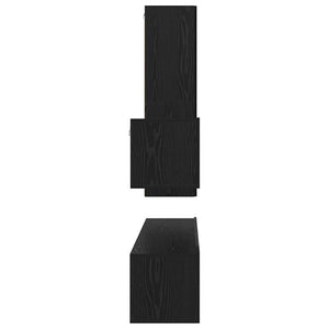 TV-bänkset med låda Väggmonterad 4 pcs Svart Ek Konstruerat trä