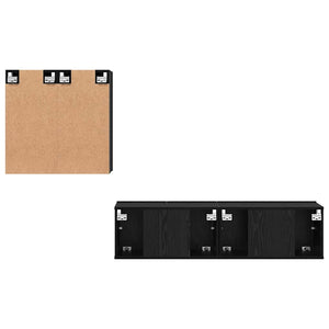 TV-bänkset Väggmonterad Svart Ek Konstruerat trä