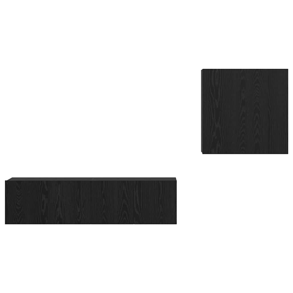 TV-bänkset Väggmonterad Svart Ek Konstruerat trä
