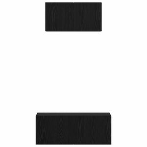 TV-bänkset Väggmonterad 2 pcs Svart Ek Konstruerat trä