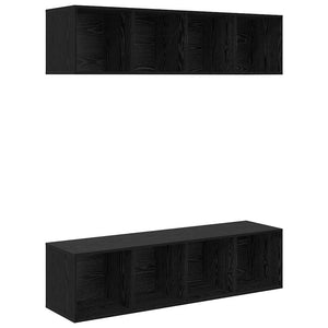 TV-bänkset 2 pcs Svart Ek 37 x 37 x 142,5 cm Konstruerat trä