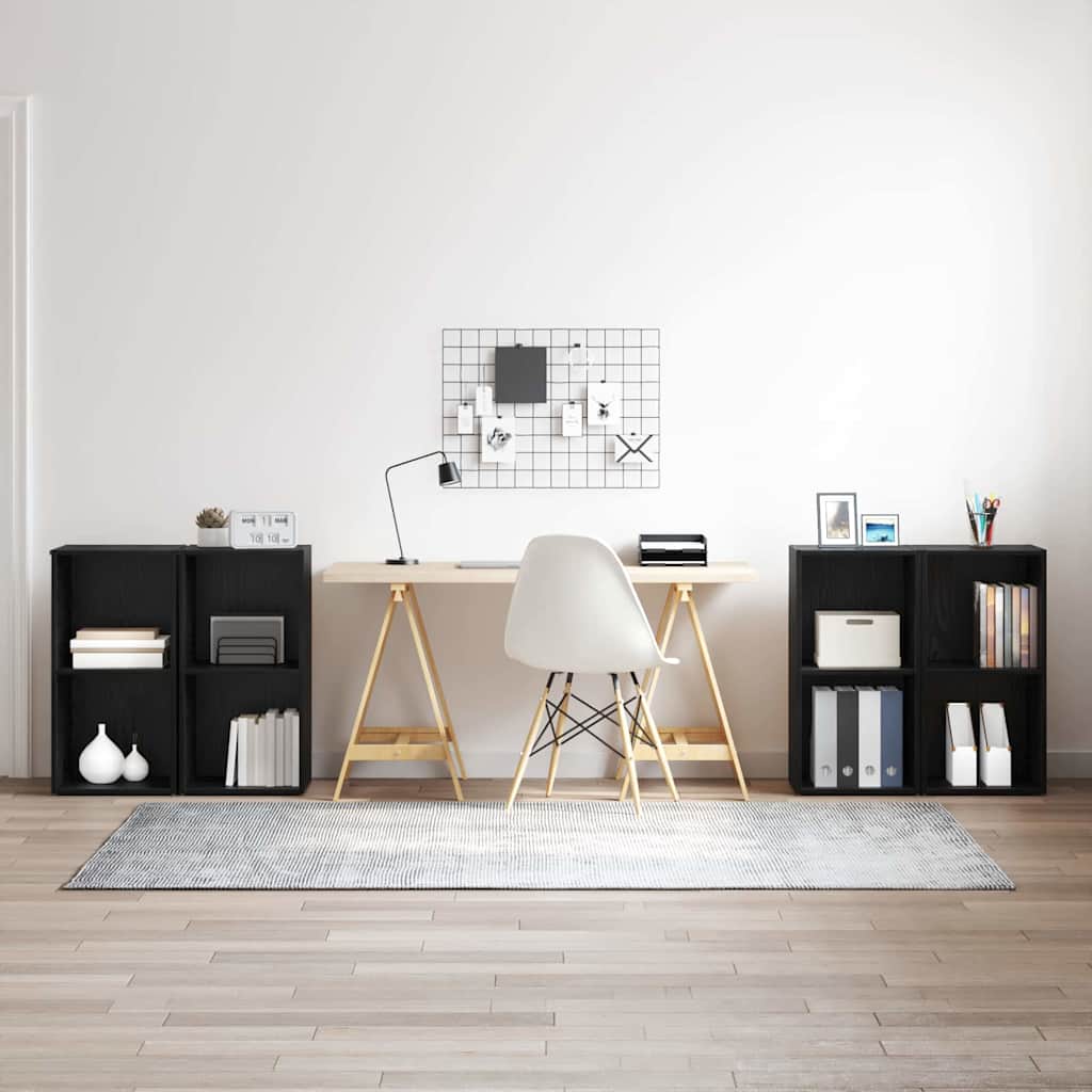 TV-bänkset 4 pcs Svart Ek 37 x 37 x 72 cm Konstruerat trä