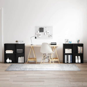 TV-bänkset 4 pcs Svart Ek 37 x 37 x 72 cm Konstruerat trä