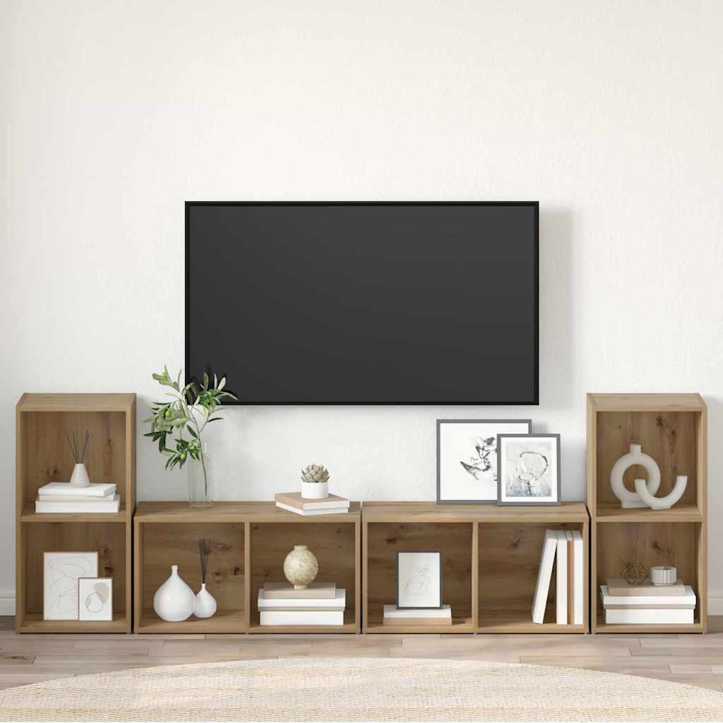 TV-bänkset 4 pcs Artisan Ek 37 x 37 x 72 cm Konstruerat trä