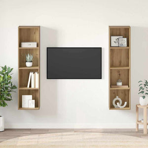 TV-bänkset 2 pcs Brun 37 x 37 x 142,5 cm Konstruerat trä