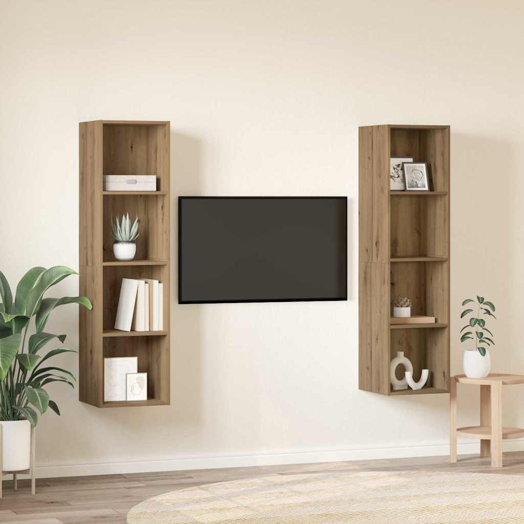 TV-bänkset 2 pcs Brun 37 x 37 x 142,5 cm Konstruerat trä