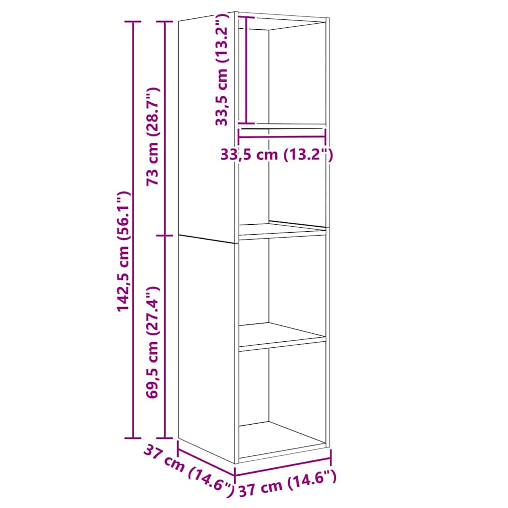 TV-bänkset 2 pcs Brun 37 x 37 x 142,5 cm Konstruerat trä