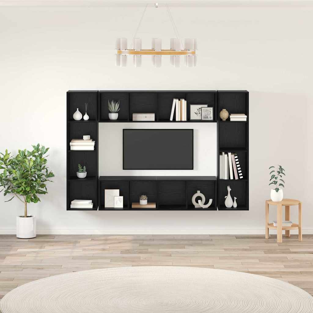 TV-bänkset 4 pcs Svart 37 x 37 x 142,5 cm Konstruerat trä