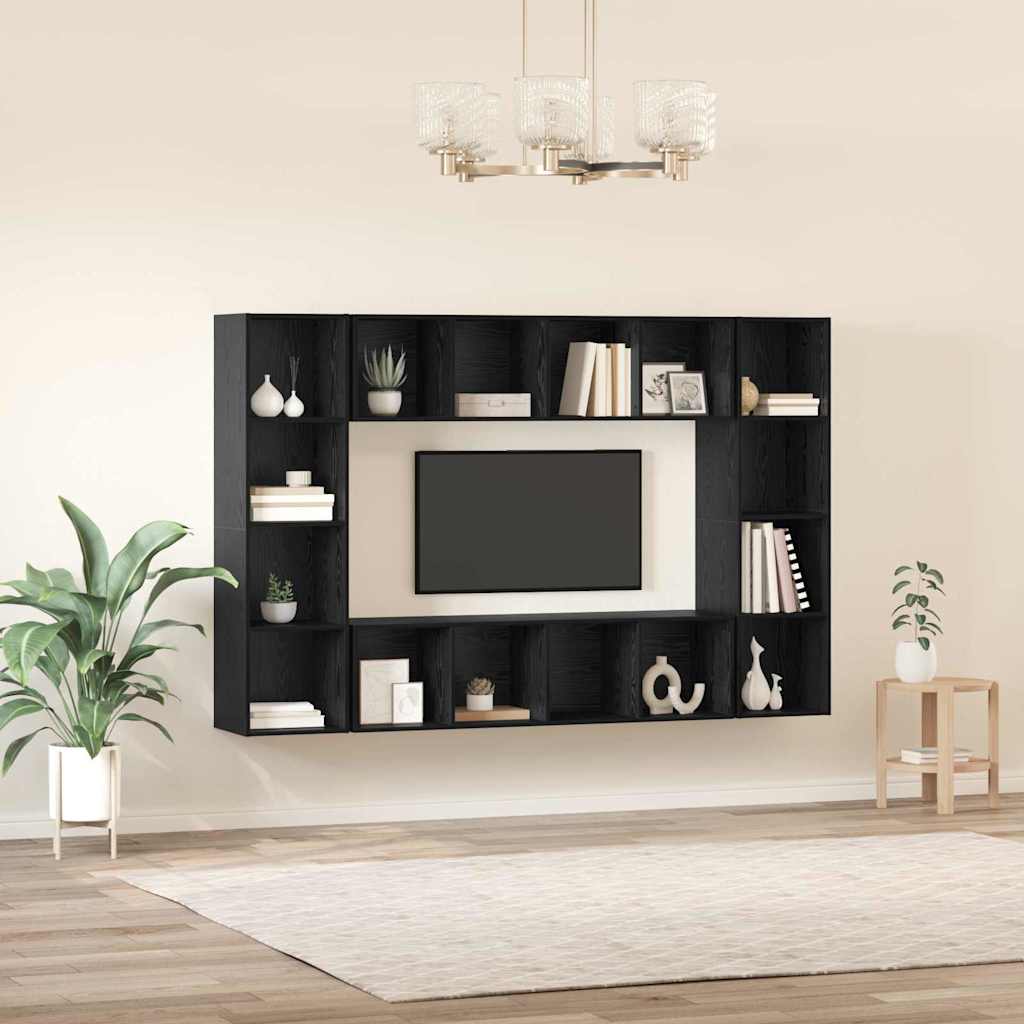 TV-bänkset 4 pcs Svart 37 x 37 x 142,5 cm Konstruerat trä