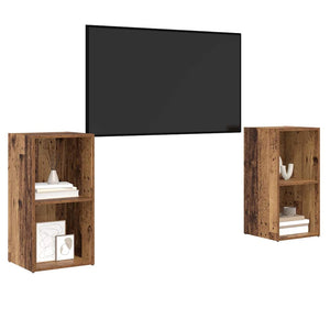 TV-bänkset 2 pcs Gammalt trä 72 x 35 x 36,5 cm Konstruerat trä