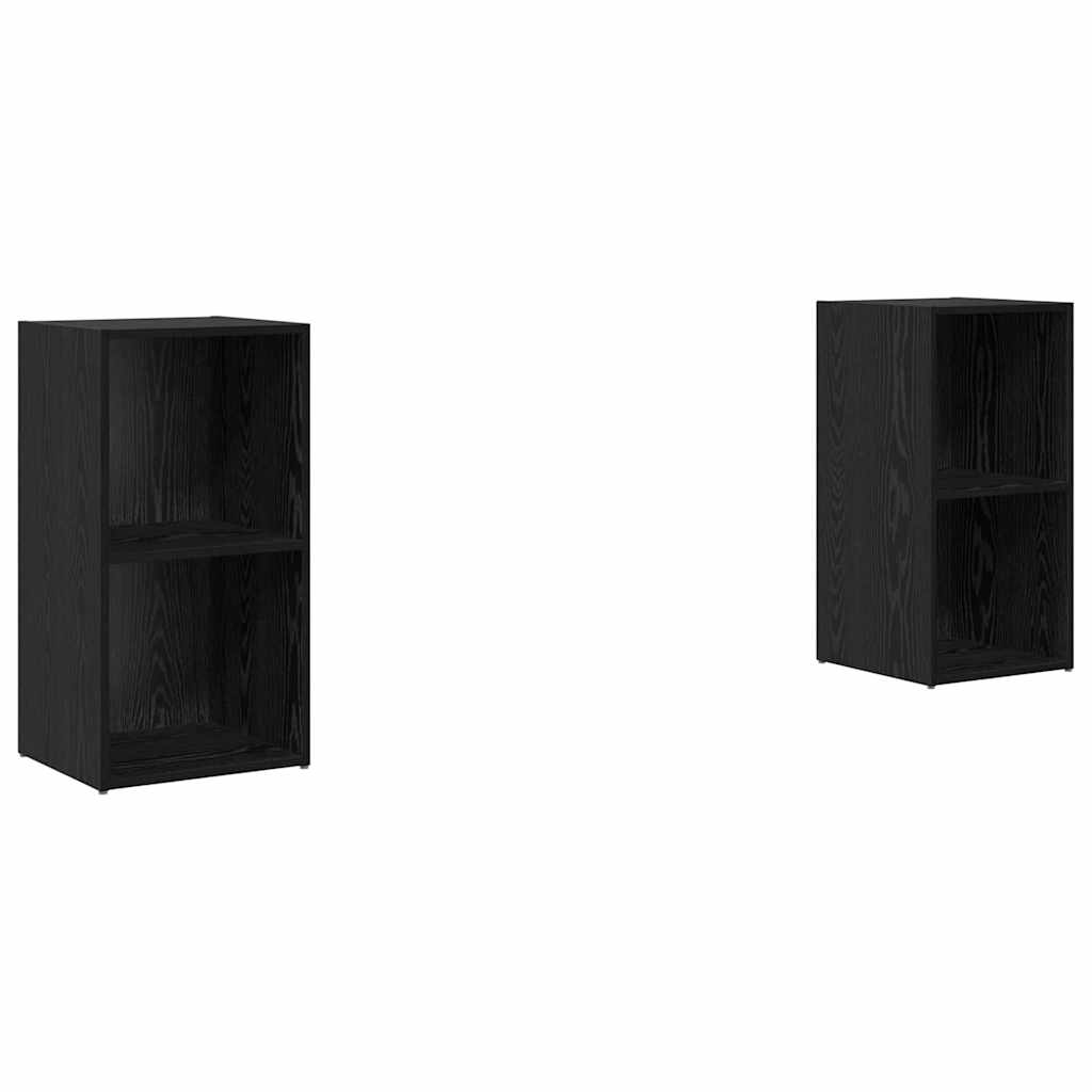 TV-bänkset 2 pcs Svart Ek 72 x 35 x 36,5 cm Konstruerat trä