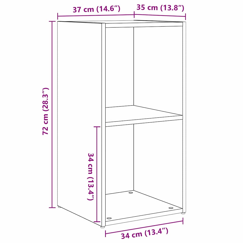 TV-bänkset 2 pcs Svart Ek 72 x 35 x 36,5 cm Konstruerat trä