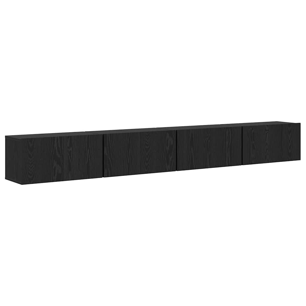 TV-bänkset 4 pcs Svart Ek 60 x 30 x 30 cm Konstruerat trä