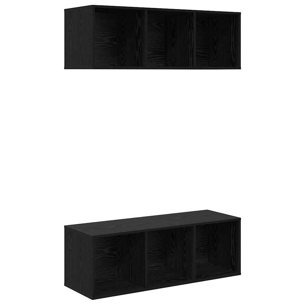 TV-bänkset 2 pcs Svart Ek 37 x 37 x 107 cm Konstruerat trä