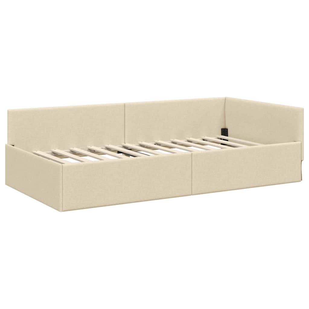 Hörn Sängram med huvudgavel Kräm 80 cm x 200 cm Sammet