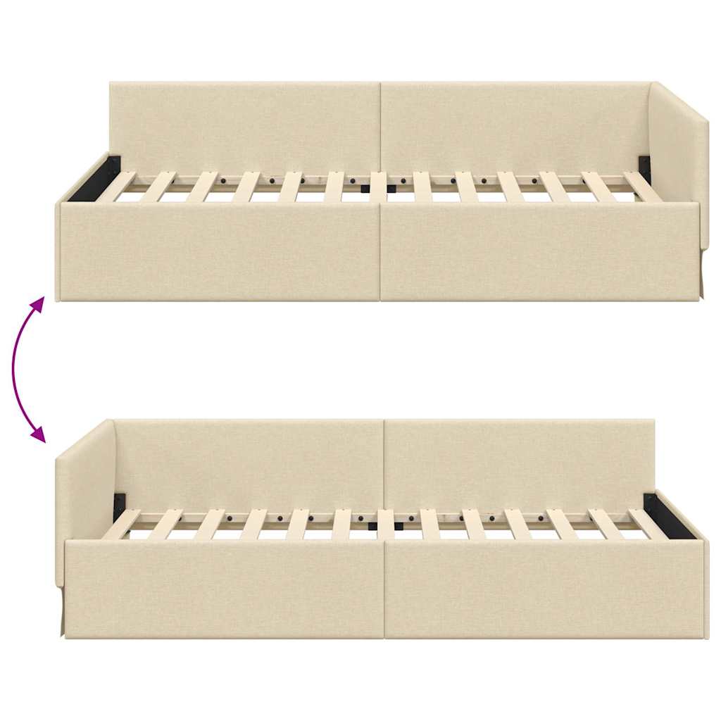 Hörn Sängram med huvudgavel Kräm 80 cm x 200 cm Sammet