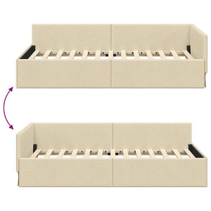 Hörn Sängram med huvudgavel Kräm 80 cm x 200 cm Sammet