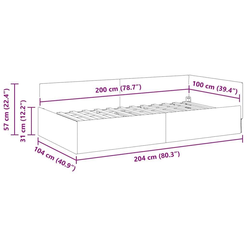Hörn Sängram med huvudgavel Blå 100 cm x 200 cm Sammet