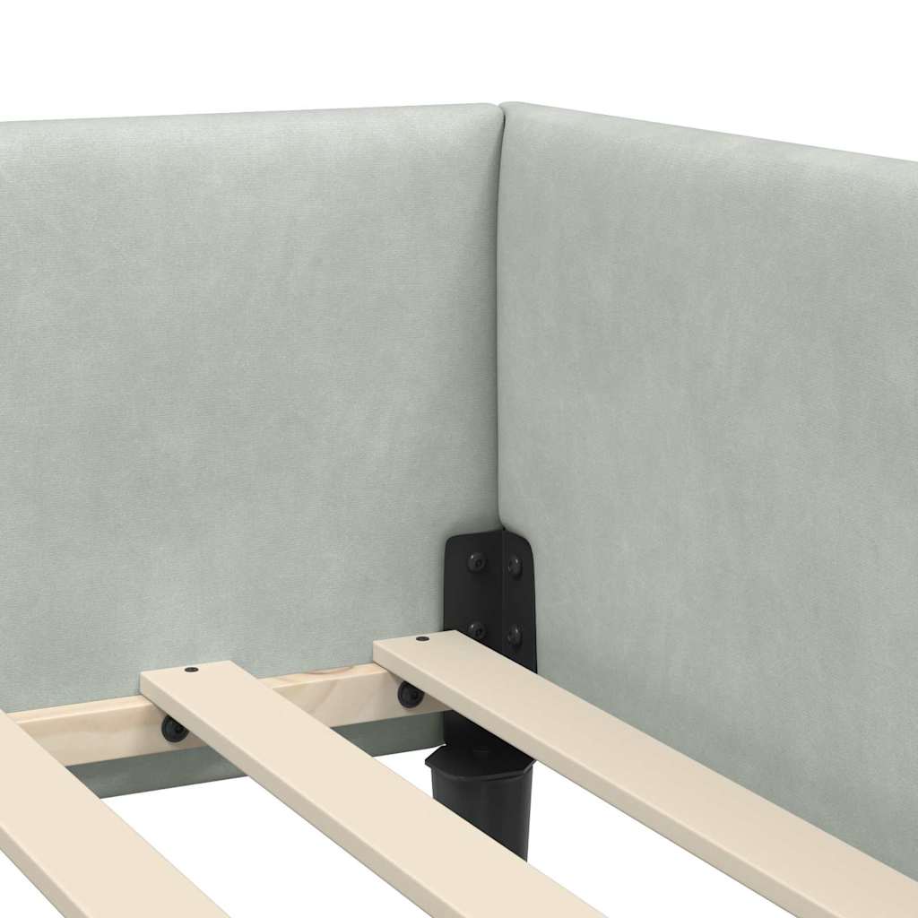 Hörn Sängram med huvudgavel Ljusgrå 90 cm x 190 cm Sammet