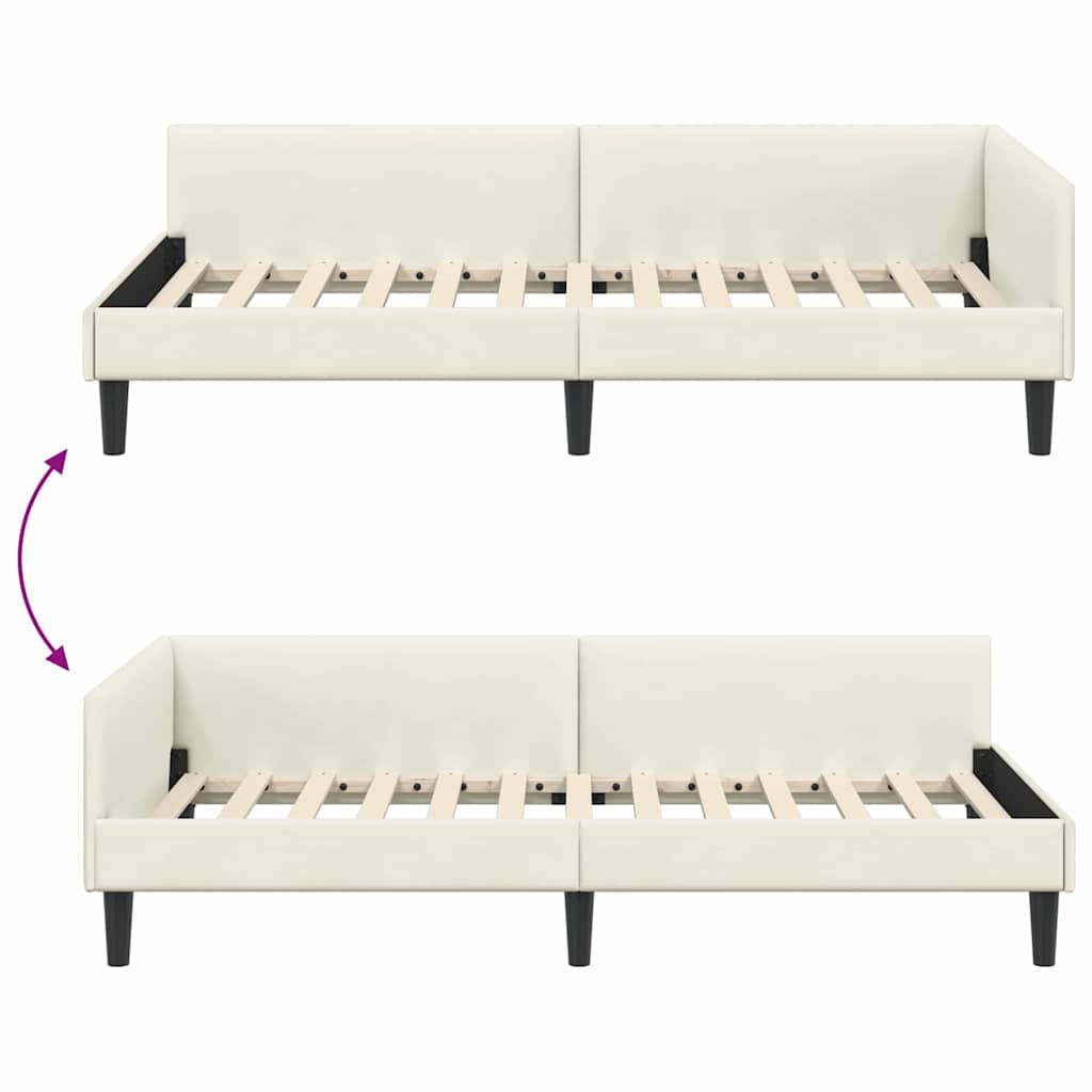 Hörn Sängram med huvudgavel Kräm 100 cm x 200 cm Sammet