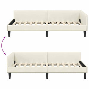 Hörn Sängram med huvudgavel Kräm 100 cm x 200 cm Sammet