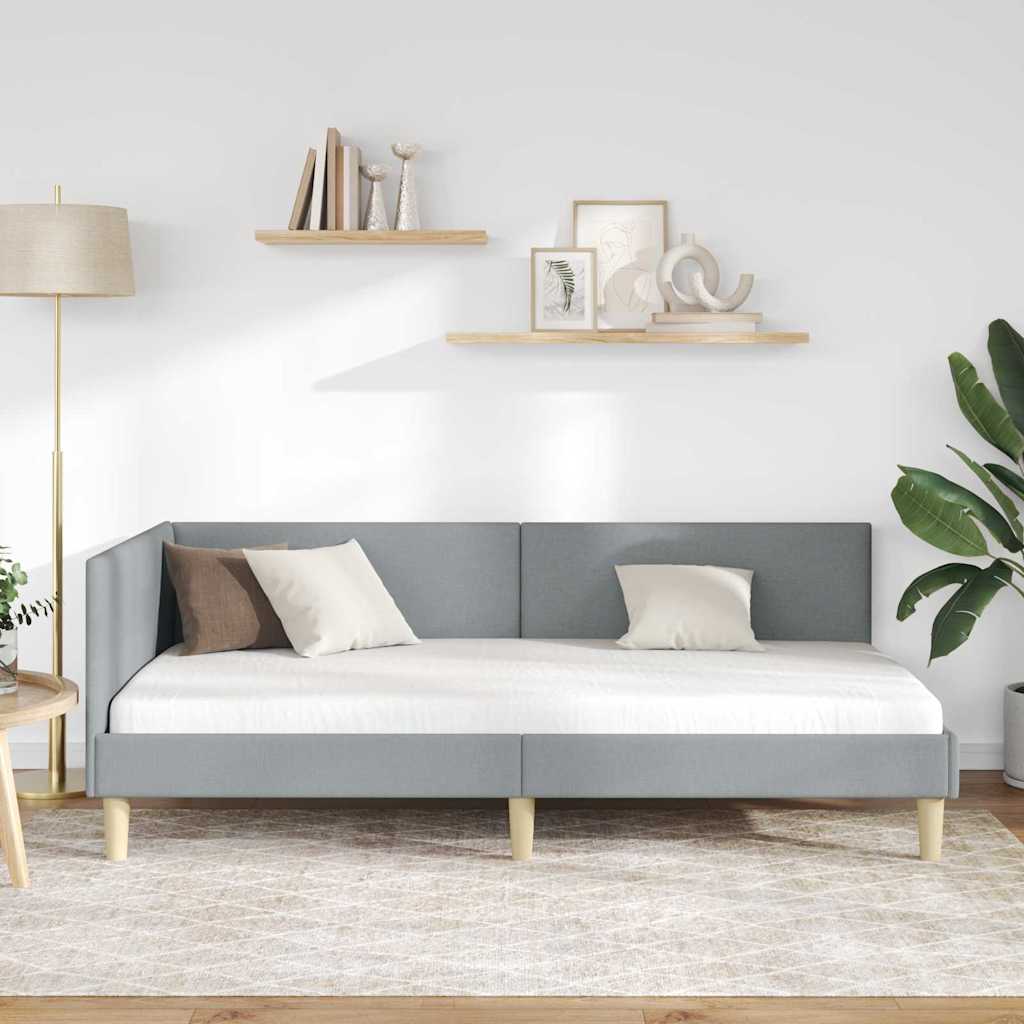 Hörn Sängram med huvudgavel Ljusgrå 90 cm x 200 cm Sammet