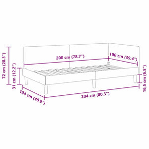 Hörn Sängram med huvudgavel Ljusgrå 100 cm x 200 cm Sammet