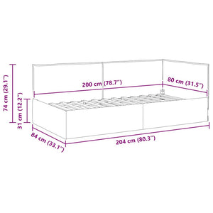Hörn Sängram med huvudgavel Taupe 100 cm x 200 cm Sammet