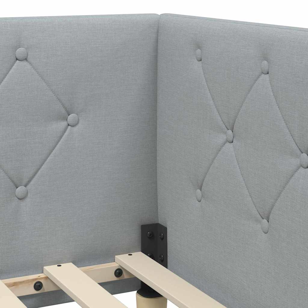 Hörn Sängram med huvudgavel Ljusgrå 80 x 200 cm tyg