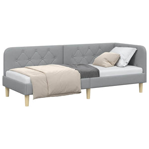 Hörn Sängram med huvudgavel Ljusgrå 80 x 200 cm tyg