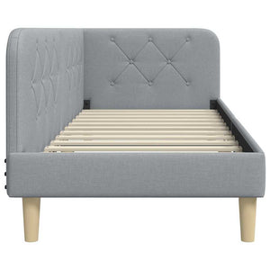 Hörn Sängram med huvudgavel Ljusgrå 80 x 200 cm tyg