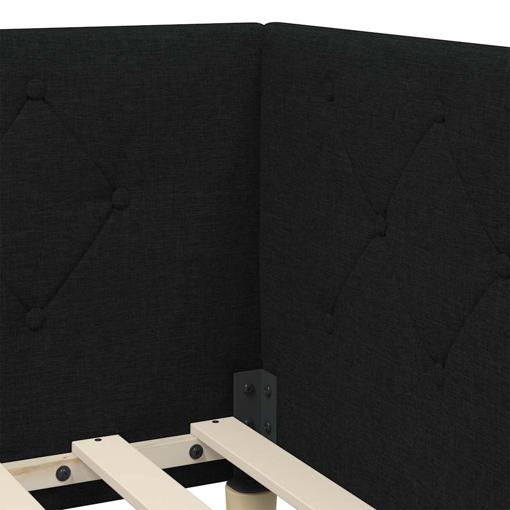 Hörn Sängram med huvudgavel Svart 80 x 200 cm tyg