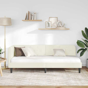 Hörn Sängram med huvudgavel Kräm 80 x 200 cm Sammet