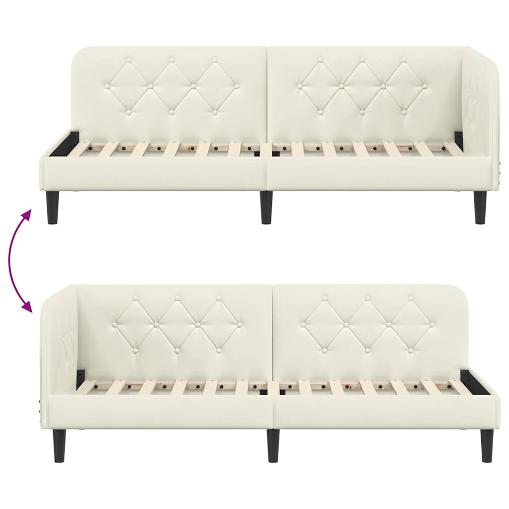 Hörn Sängram med huvudgavel Kräm 80 x 200 cm Sammet