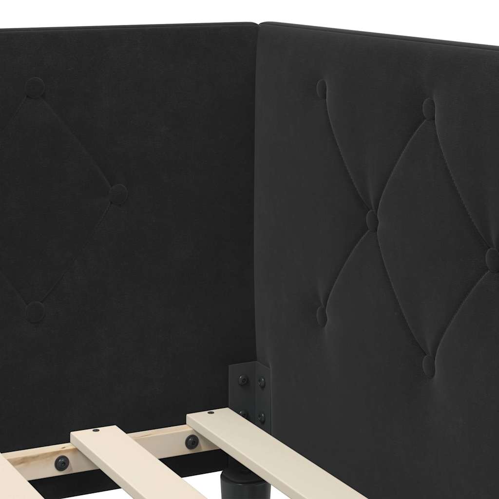 Hörn Sängram med huvudgavel Svart 100 x 200 cm Sammet