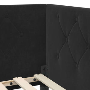Hörn Sängram med huvudgavel Svart 100 x 200 cm Sammet