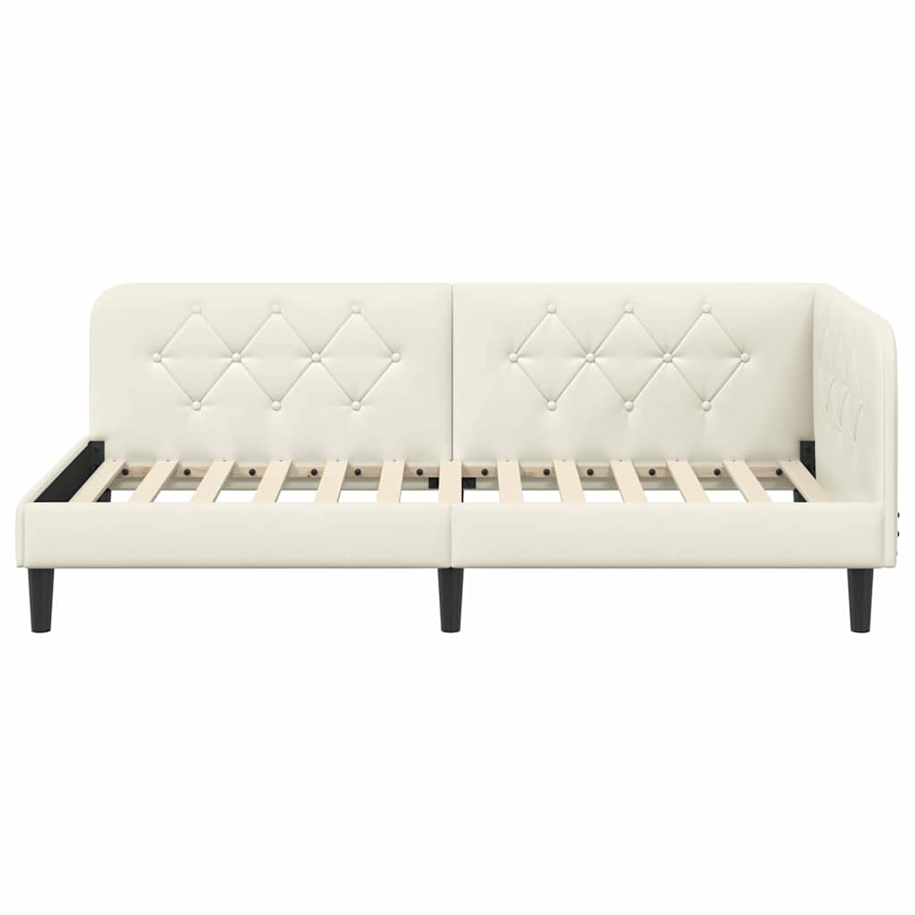 Hörn Sängram med huvudgavel Kräm 100 x 200 cm Sammet