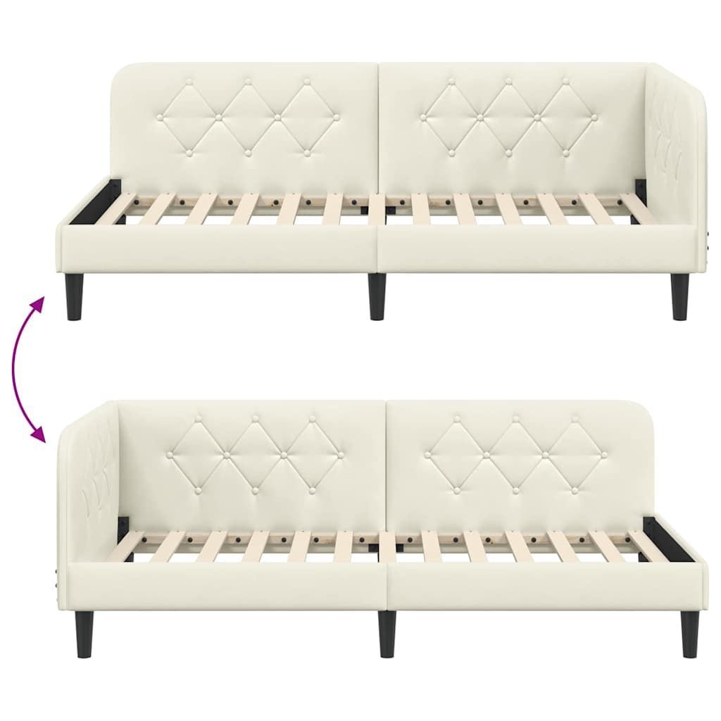 Hörn Sängram med huvudgavel Kräm 100 x 200 cm Sammet