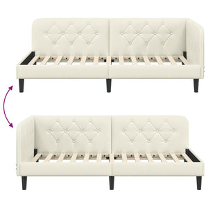 Hörn Sängram med huvudgavel Kräm 100 x 200 cm Sammet