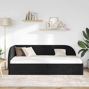 Hörn Sängram med huvudgavel Svart 90 cm x 190 cm Sammet
